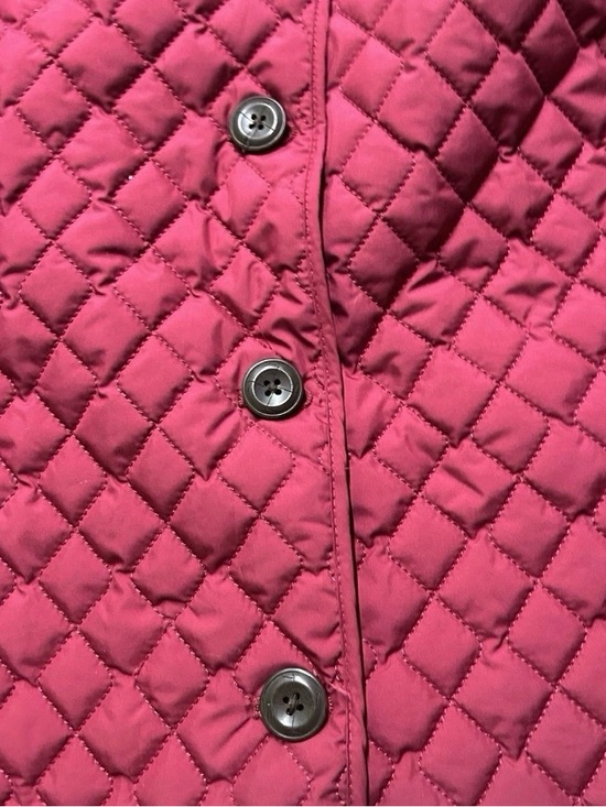 Women’s Lands End Quilted Pink Button Down Puffer Jacket Size Large (14/16) - Picture 3 of 4